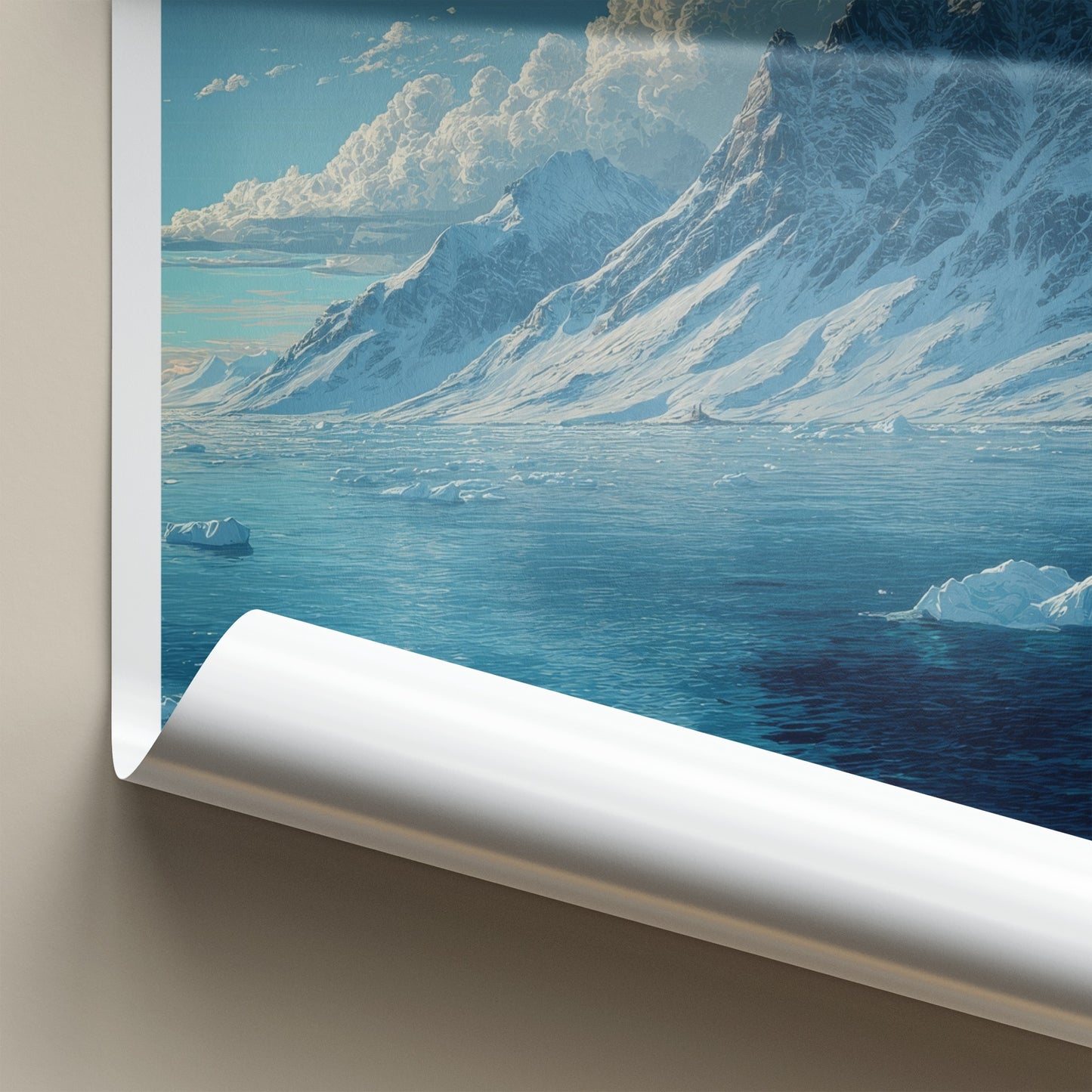 Svalbard Poster - Norway Travel Art - Icy Mountain Ocean Home Decor