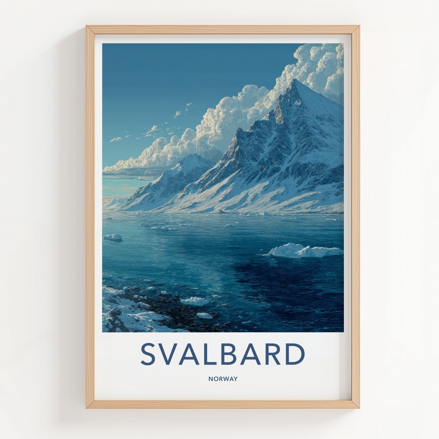 Svalbard Poster - Norway Travel Art - Icy Mountain Ocean Home Decor