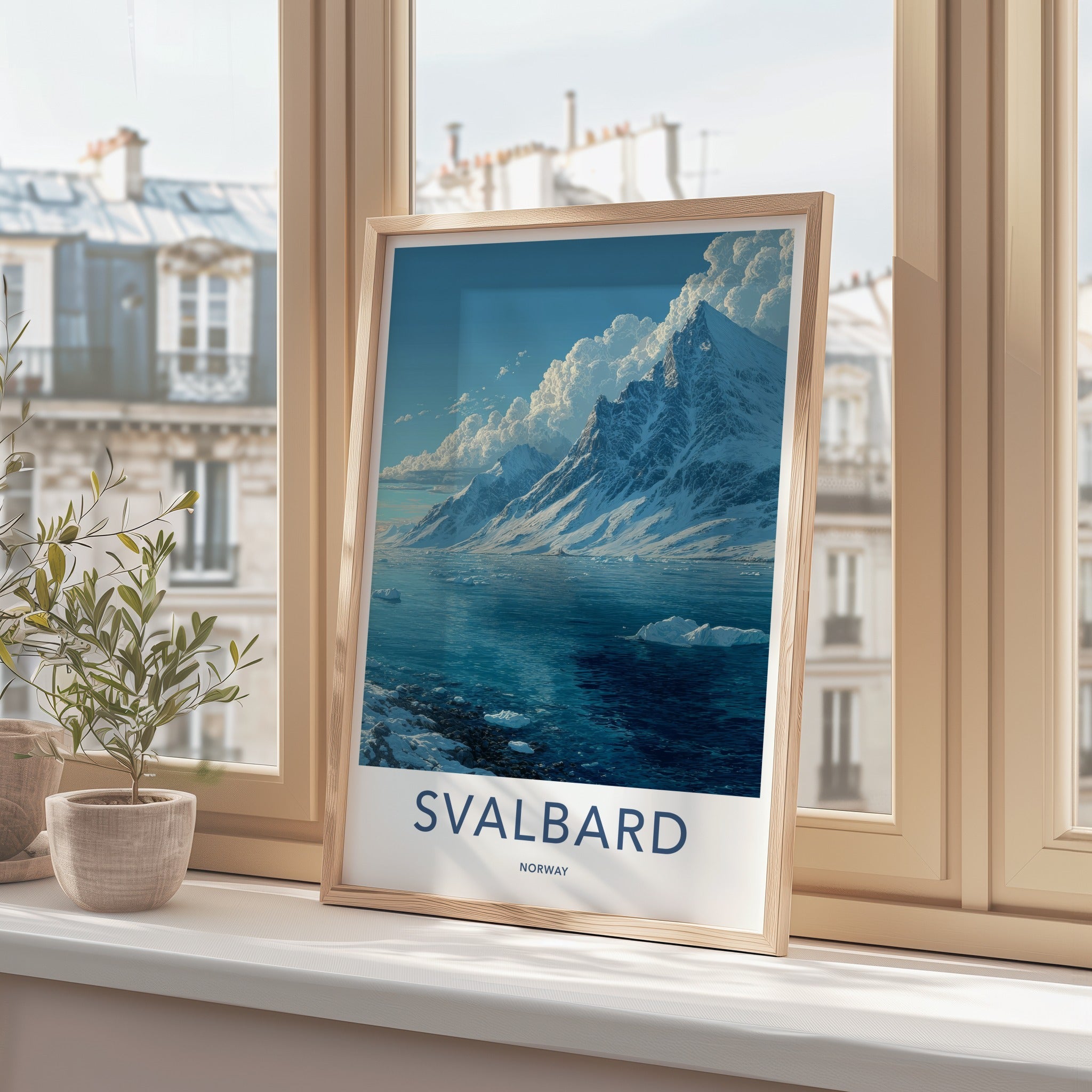 Svalbard Poster - Norway Travel Art - Icy Mountain Ocean Home Decor