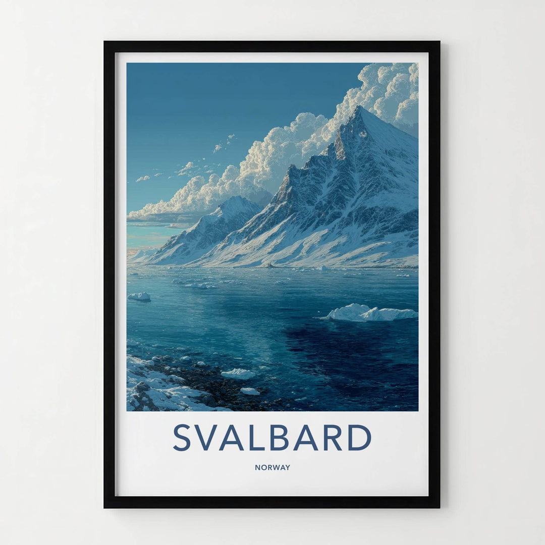 Svalbard Poster - Norway Travel Art - Icy Mountain Ocean Home Decor