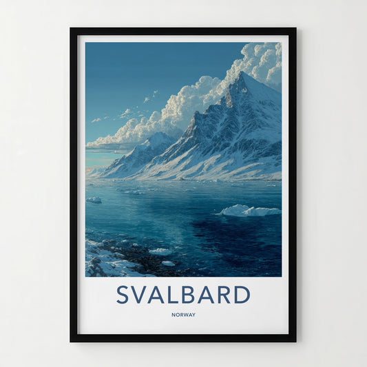 Svalbard Poster - Norway Travel Art - Icy Mountain Ocean Home Decor