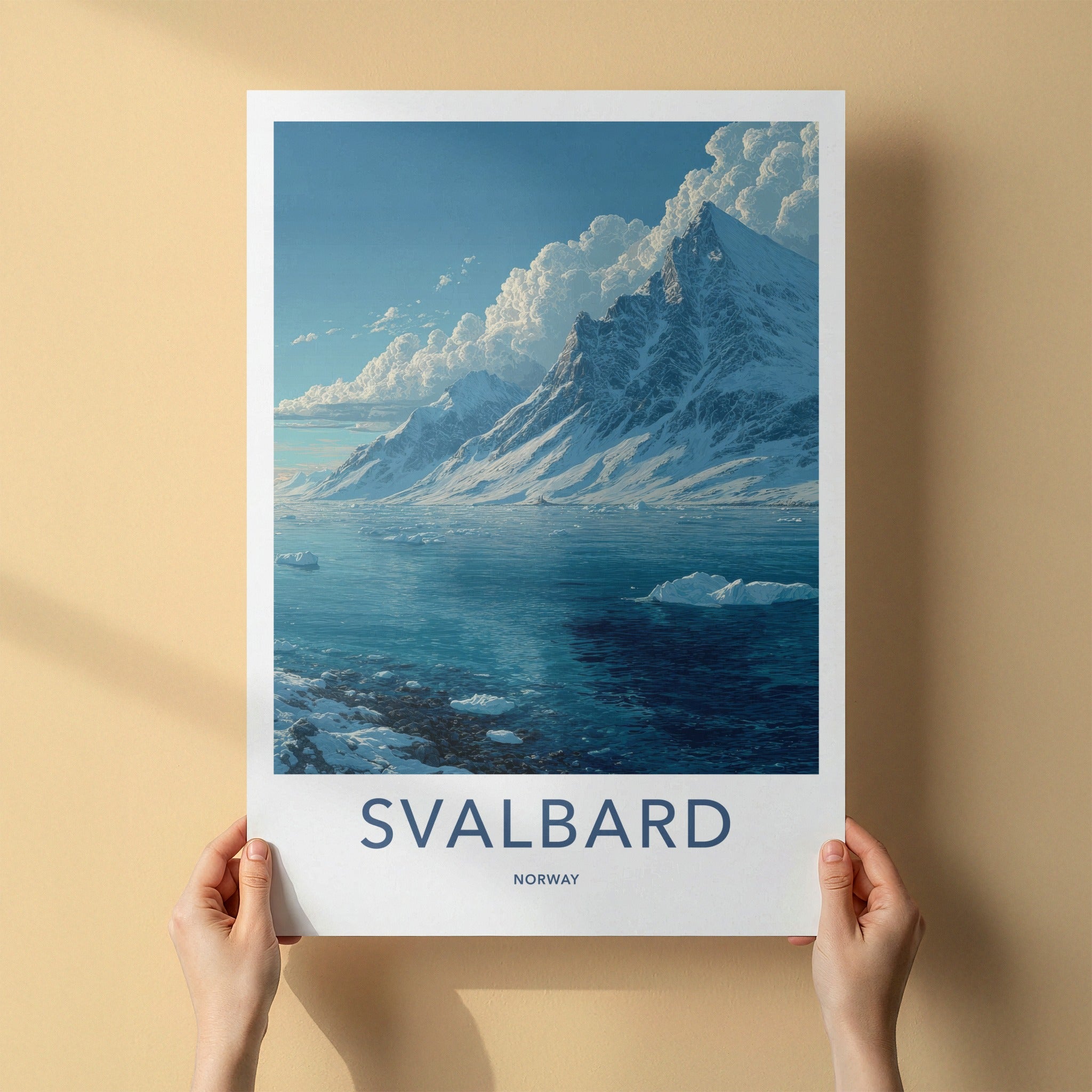 Svalbard Poster - Norway Travel Art - Icy Mountain Ocean Home Decor