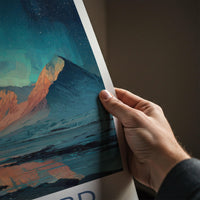 Svalbard Poster - Norway Travel Art - Northern Lights Mountains Home Decor