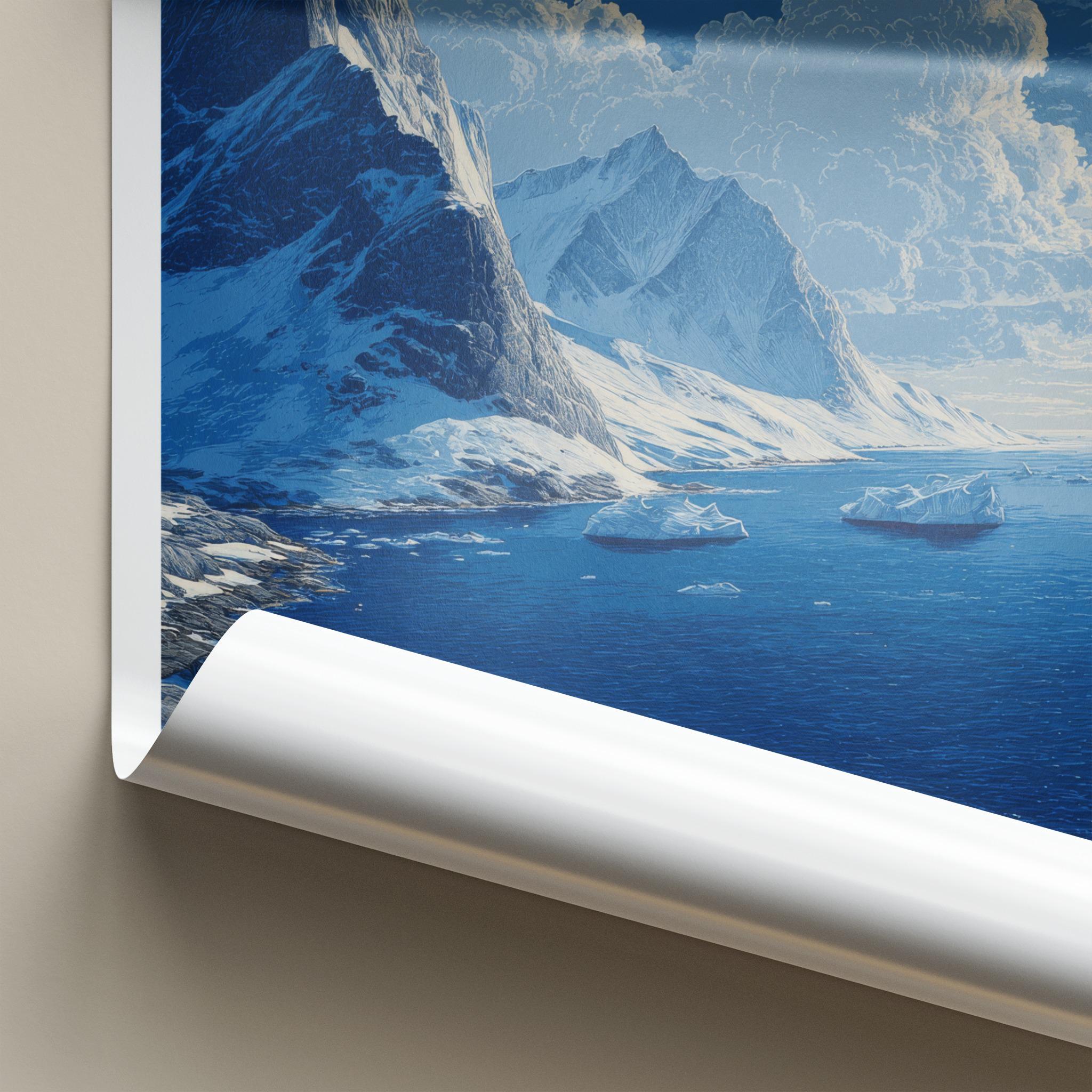 Svalbard Poster - Norway Travel Art - Snowy Mountain Ocean Home Decor