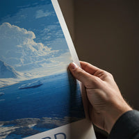 Svalbard Poster - Norway Travel Art - Snowy Mountain Ocean Home Decor