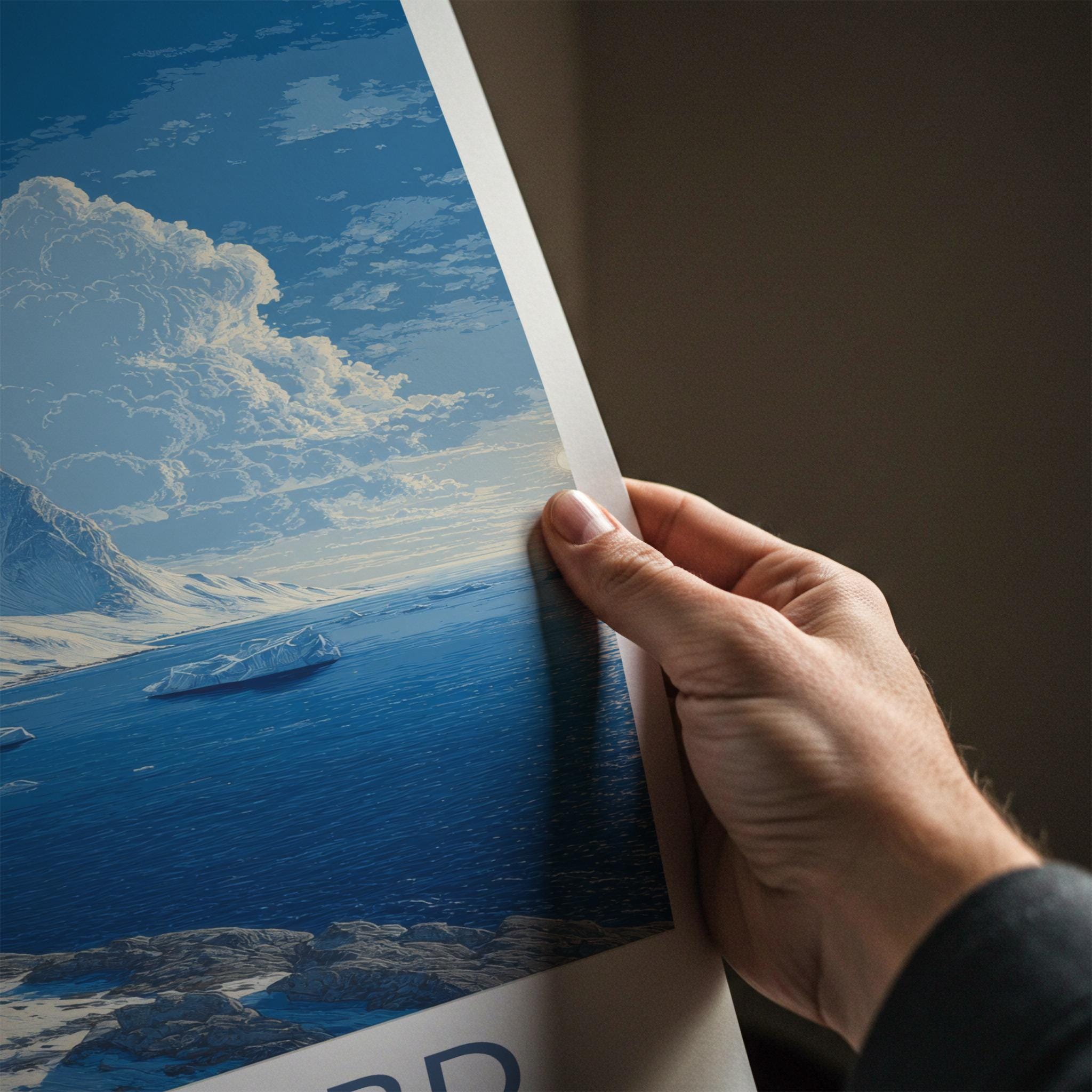 Svalbard Poster - Norway Travel Art - Snowy Mountain Ocean Home Decor