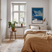 Svalbard Poster - Norway Travel Art - Snowy Mountain Ocean Home Decor