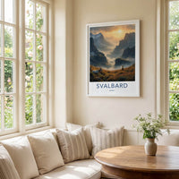 Svalbard Poster - Norway Travel Print - Sunrise Mountain Elk Gift