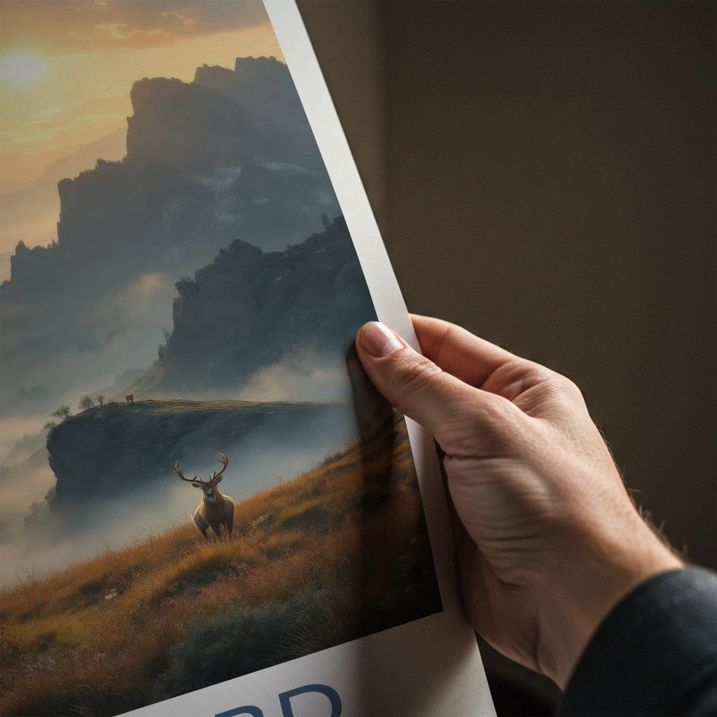Svalbard Poster - Norway Travel Print - Sunrise Mountain Elk Gift