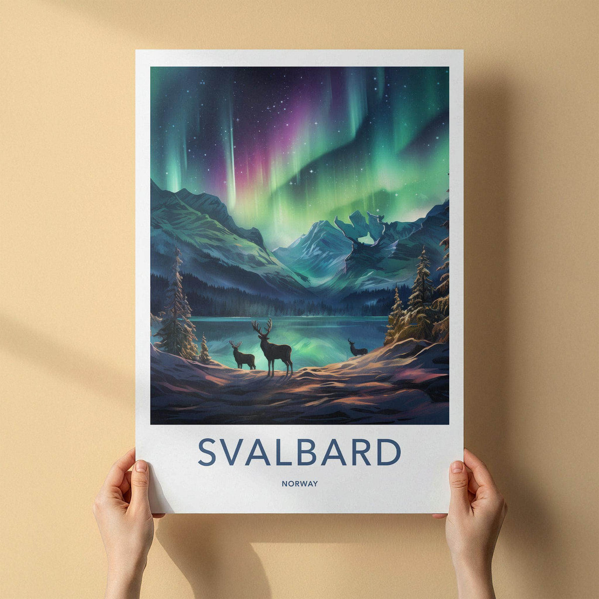 Svalbard Poster - Norway Wall Art Featuring Northern Lights