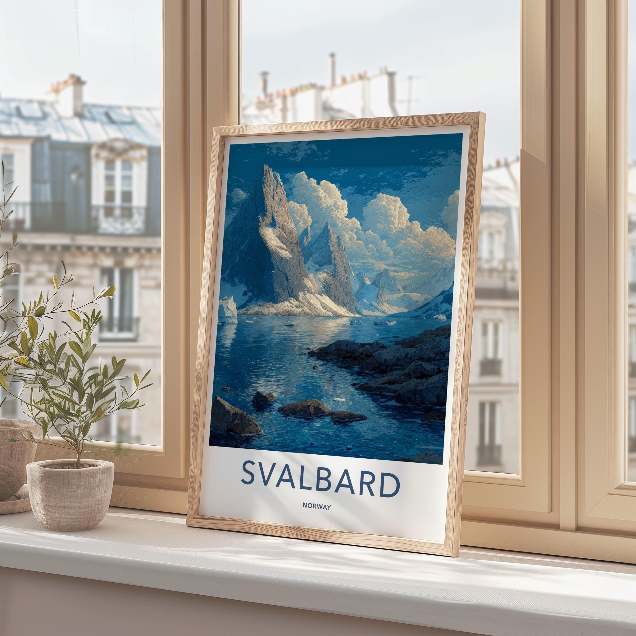 Svalbard Poster - Norway Wall Art - Icy Mountain Seascape Home Decor