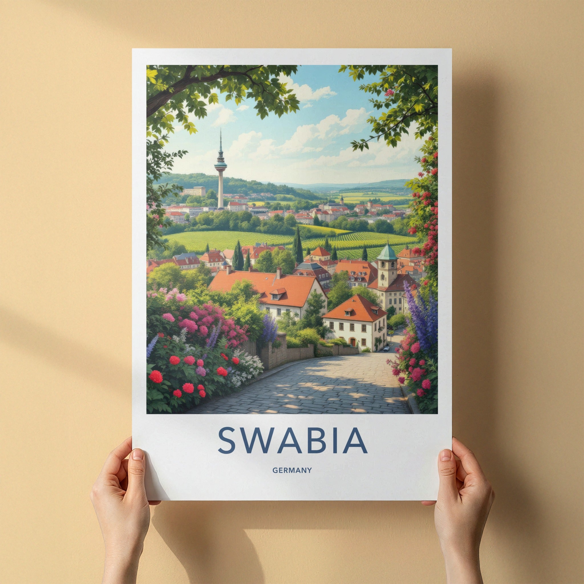 Swabia Poster - Germany Art Print - Picturesque Valley Village Home Decor