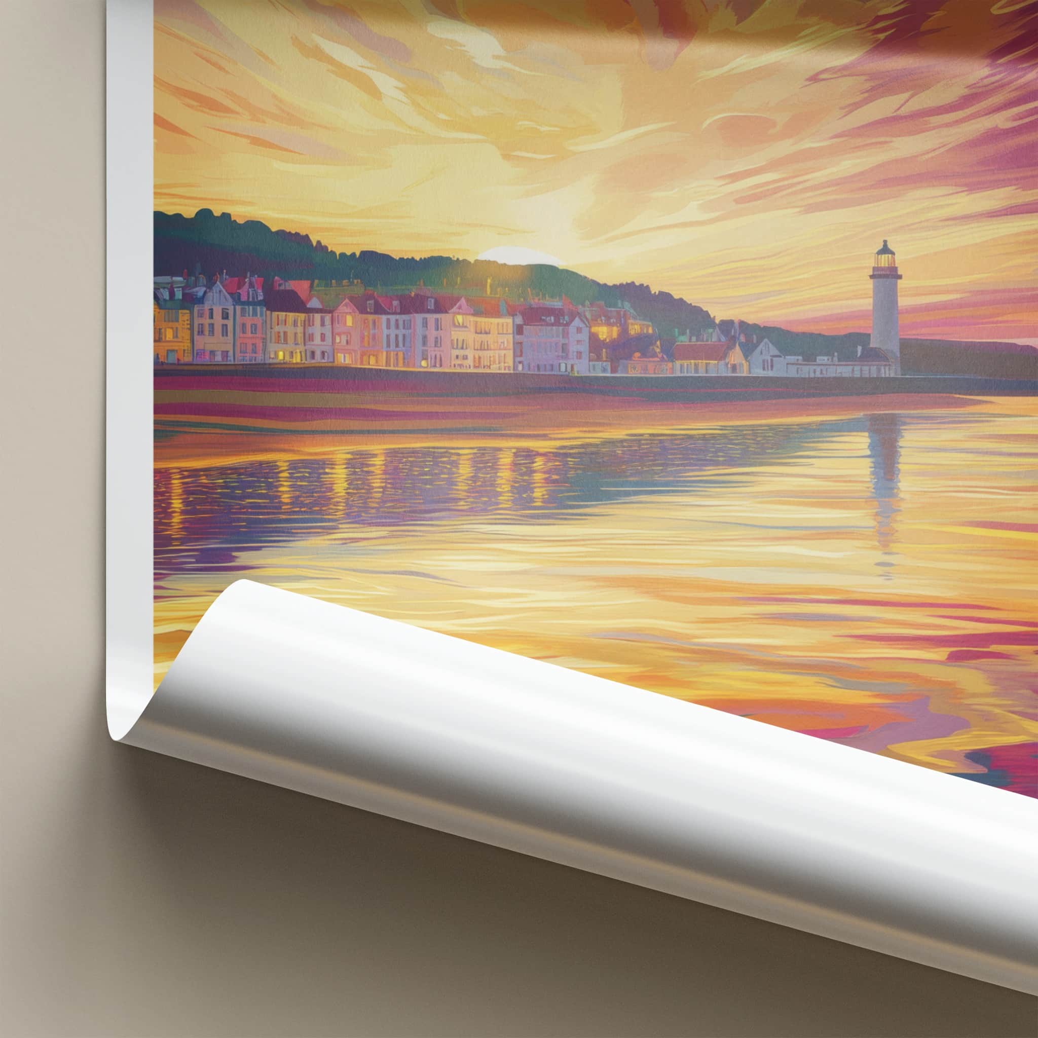 Swansea Poster - Wales Travel Art - Vibrant Coastal Sunset Home Decor