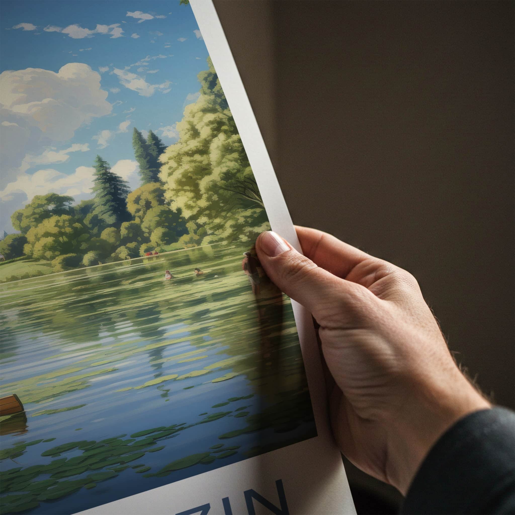 Swiebodzin Poster - Poland Travel Art - Boater Lakeside House Home Decor