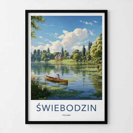 Swiebodzin Poster - Poland Travel Art - Boater Lakeside House Home Decor