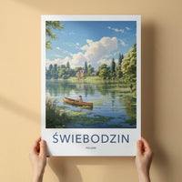 Swiebodzin Poster - Poland Travel Art - Boater Lakeside House Home Decor