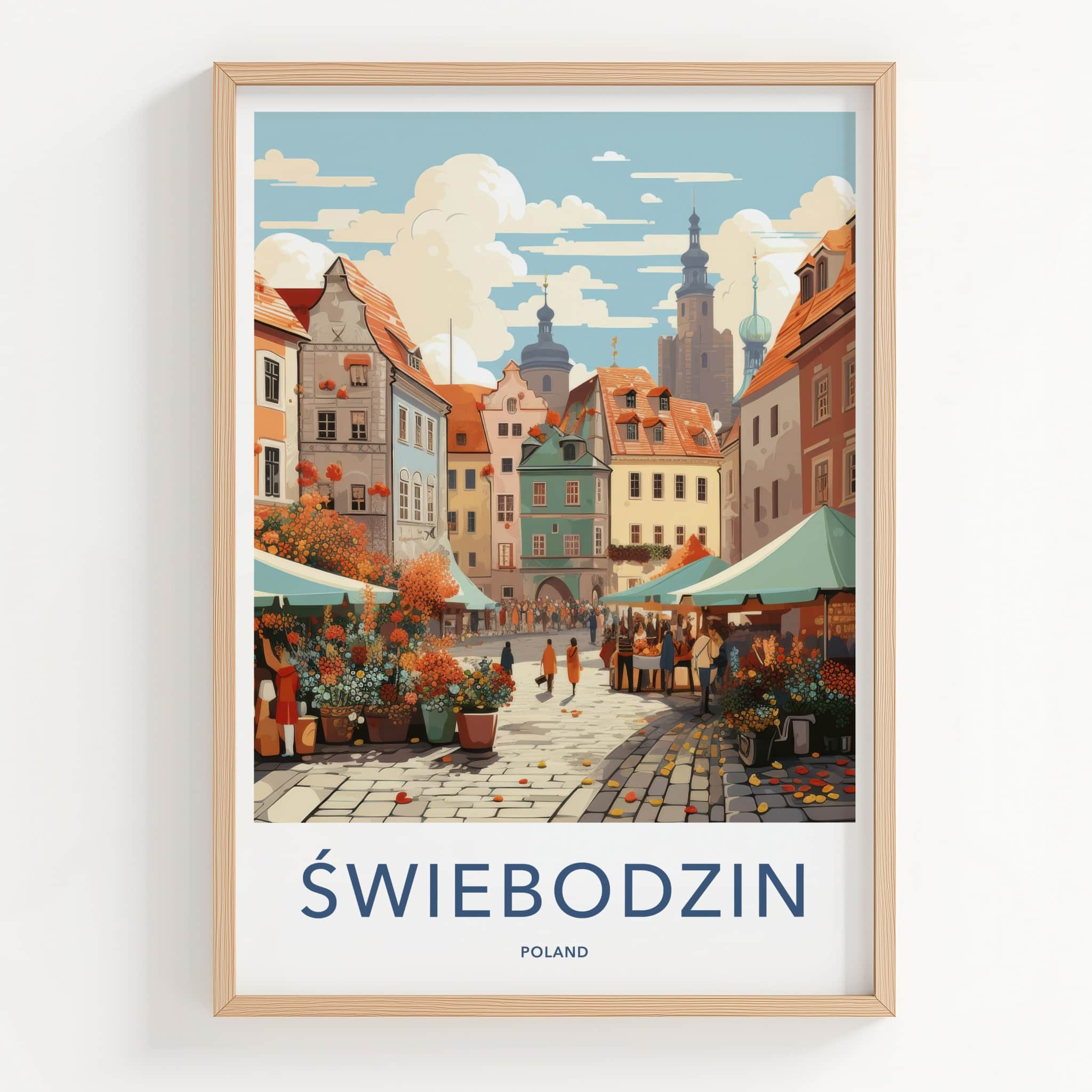 Swiebodzin Poster - Poland Travel Art - Town Market Street Home Decor