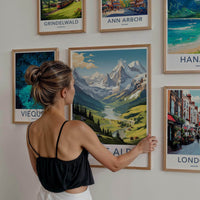 Swiss Alps Poster - Scenic Mountain Print With Alpine Village Artwork