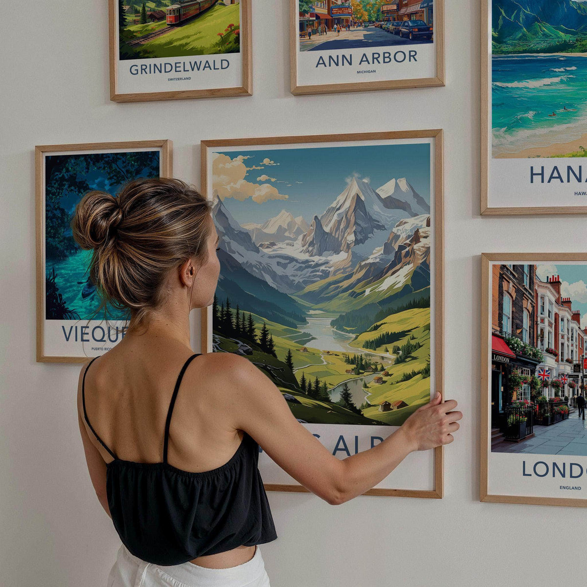 Swiss Alps Poster - Scenic Mountain Print With Alpine Village Artwork