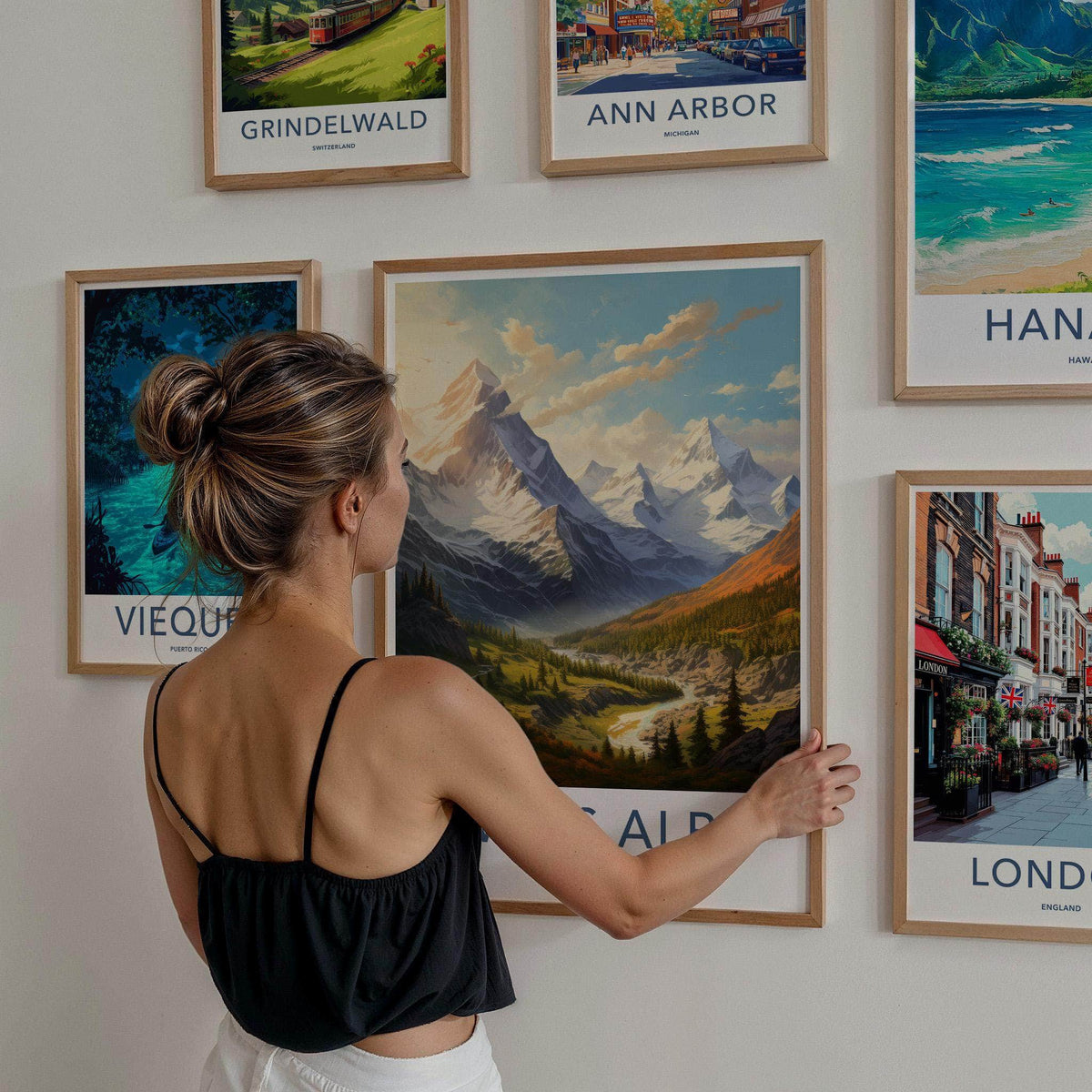 Swiss Alps Poster - Scenic Mountain Wall Art With Alpine Village