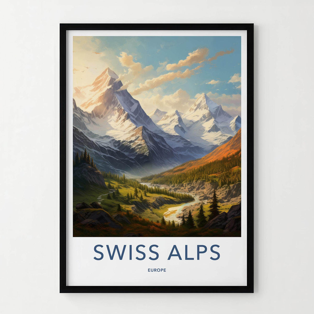 Swiss Alps Poster - Scenic Mountain Wall Art With Alpine Village