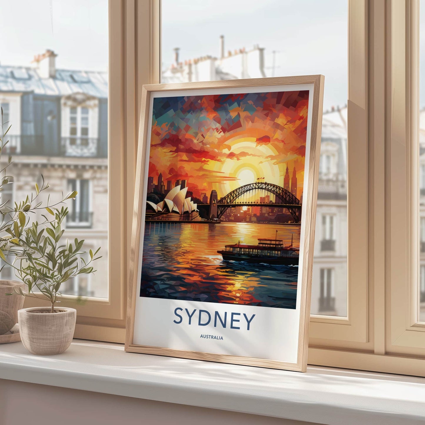 Sydney Poster - Australia Travel Art - Harbour Bridge Sunset Home Decor