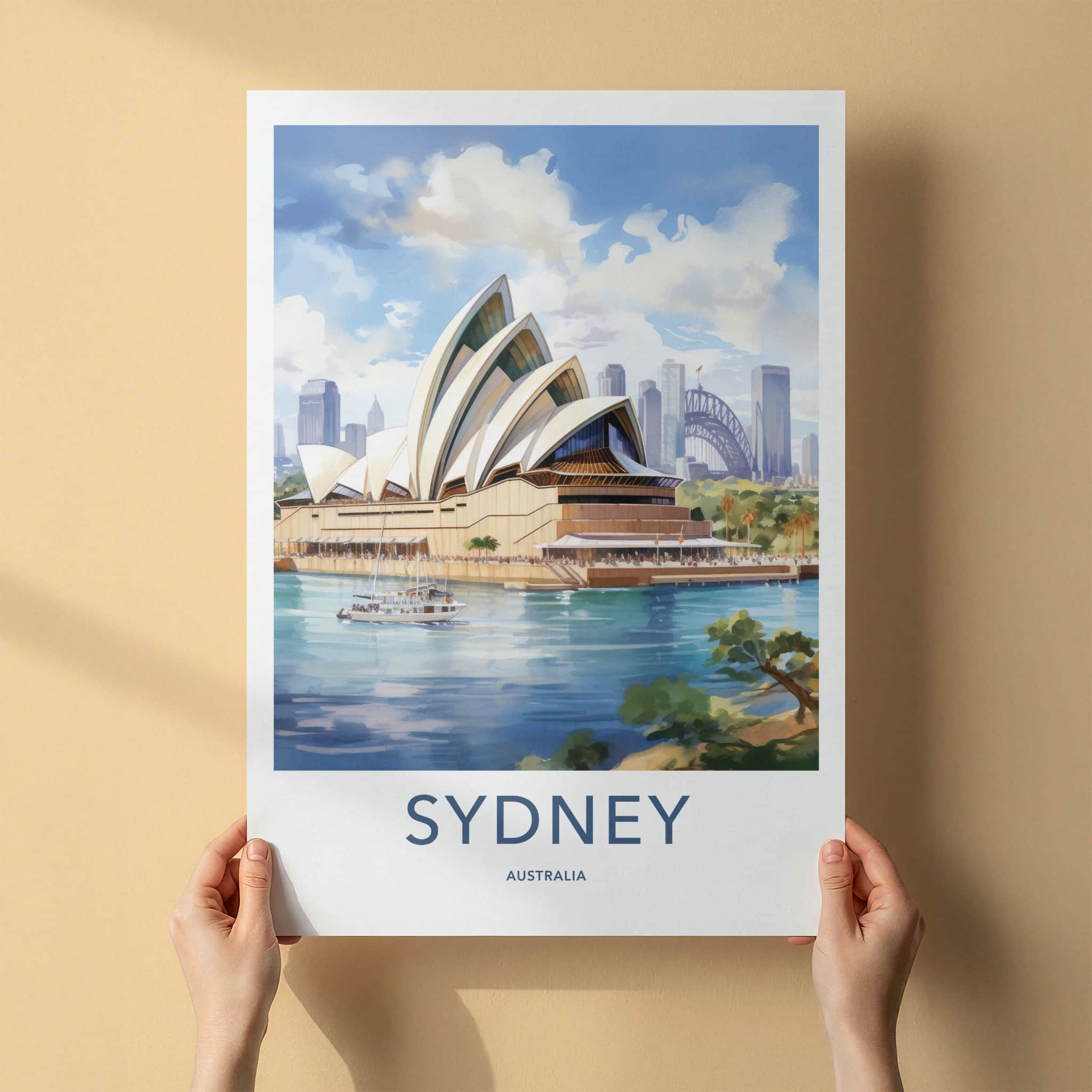 Sydney Poster - Australia Travel Art - Iconic Opera House View Home Decor