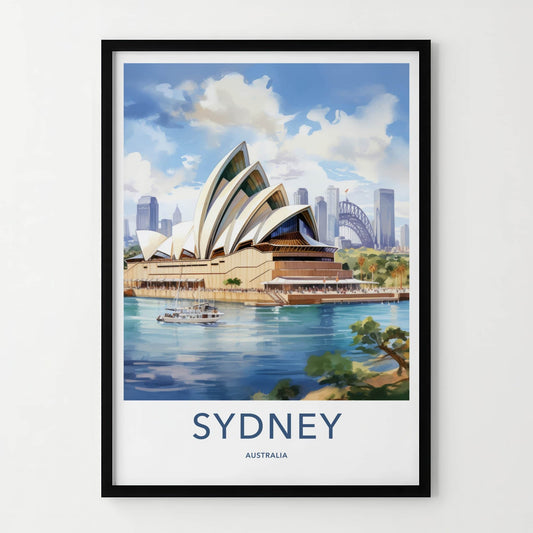 Sydney Poster - Australia Travel Art - Iconic Opera House View Home Decor