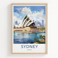 Sydney Poster - Australia Travel Art - Iconic Opera House View Home Decor