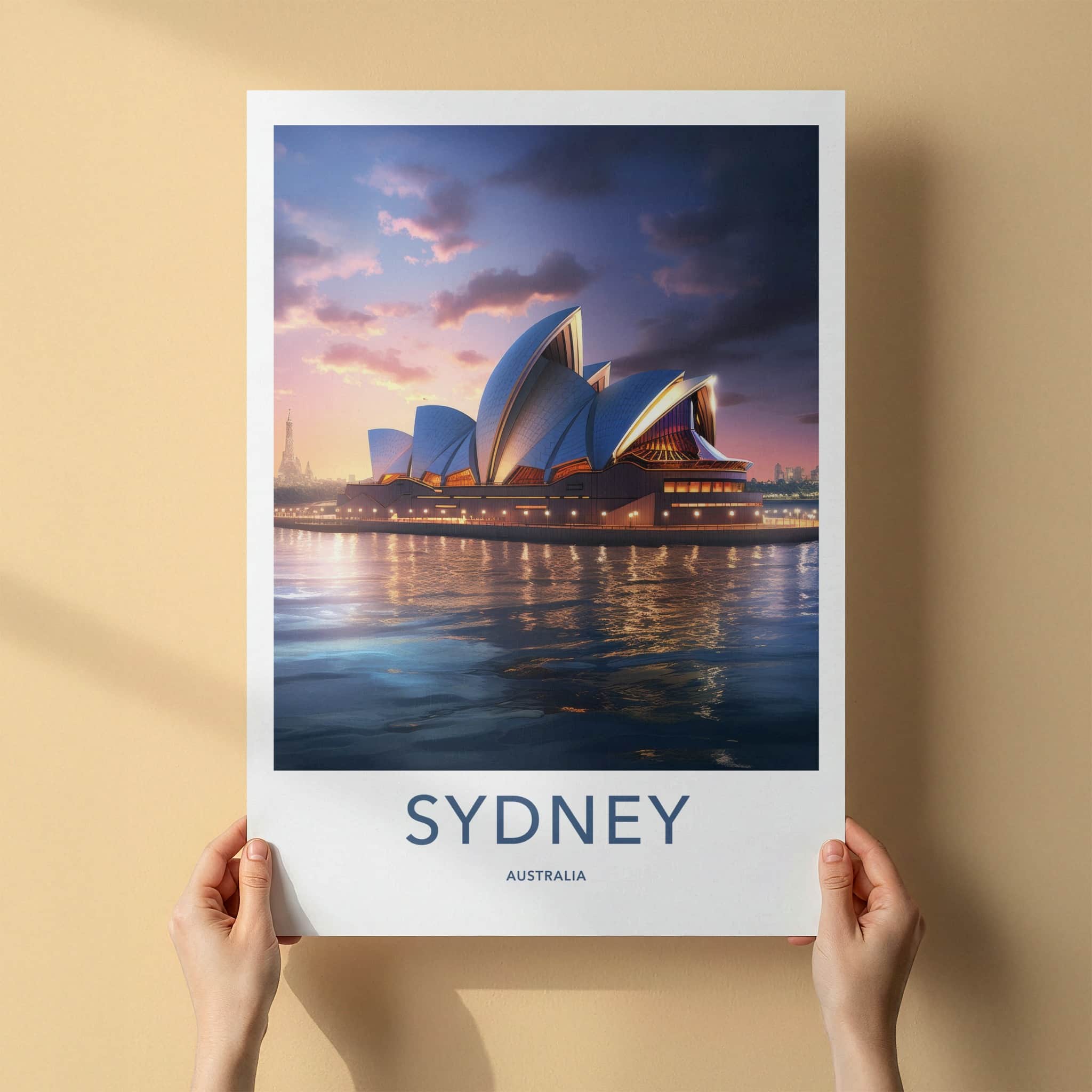 Sydney Poster - Australia Travel Art - Opera House Twilight Home Decor
