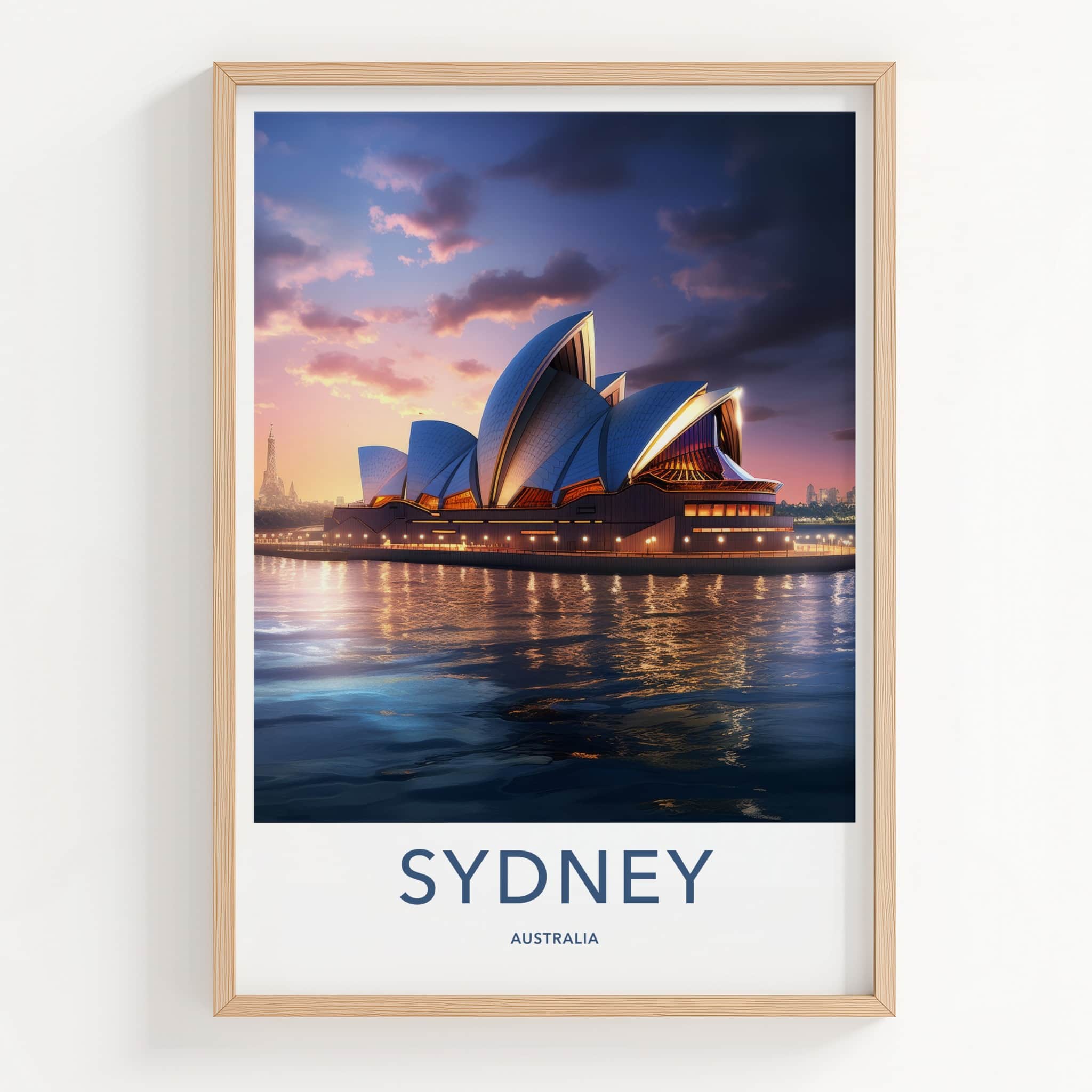 Sydney Poster - Australia Travel Art - Opera House Twilight Home Decor