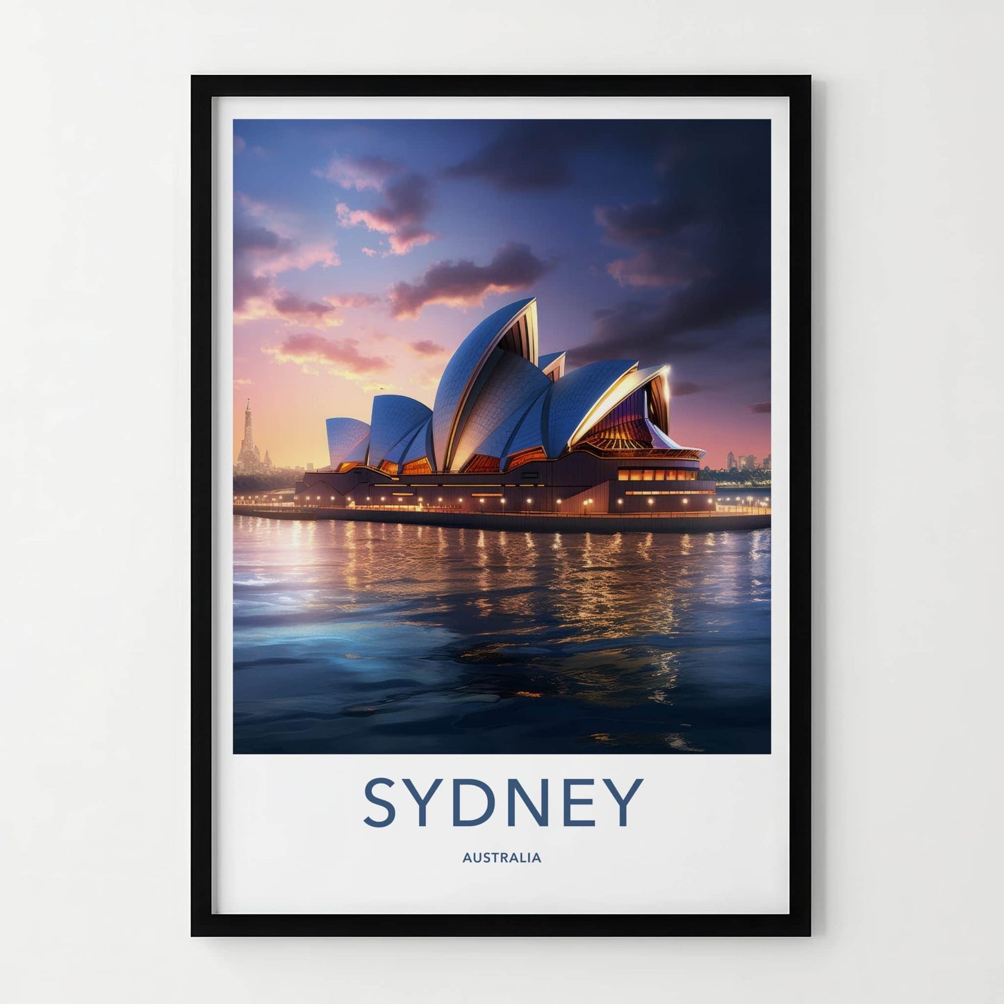 Sydney Poster - Australia Travel Art - Opera House Twilight Home Decor