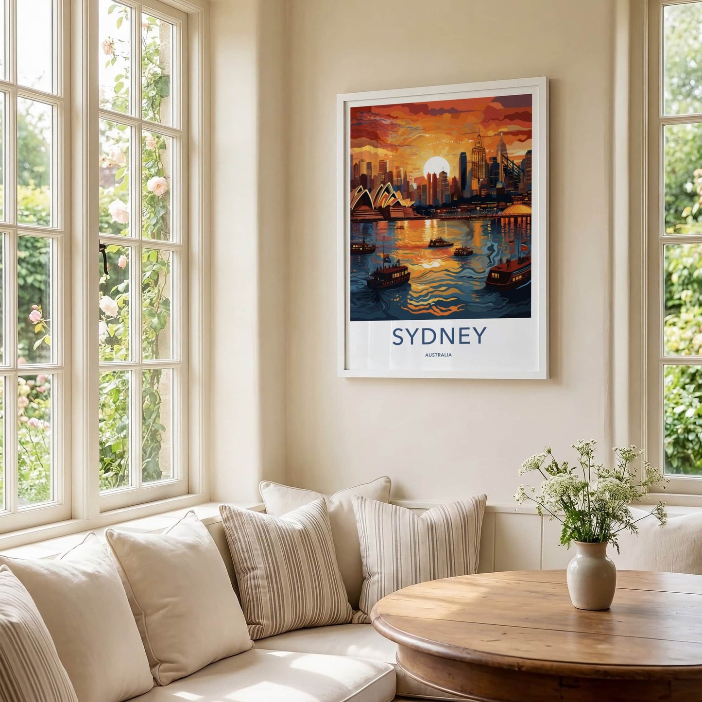 Sydney Poster - Australia Travel Art - Orange Sunset Skyline Home Decor