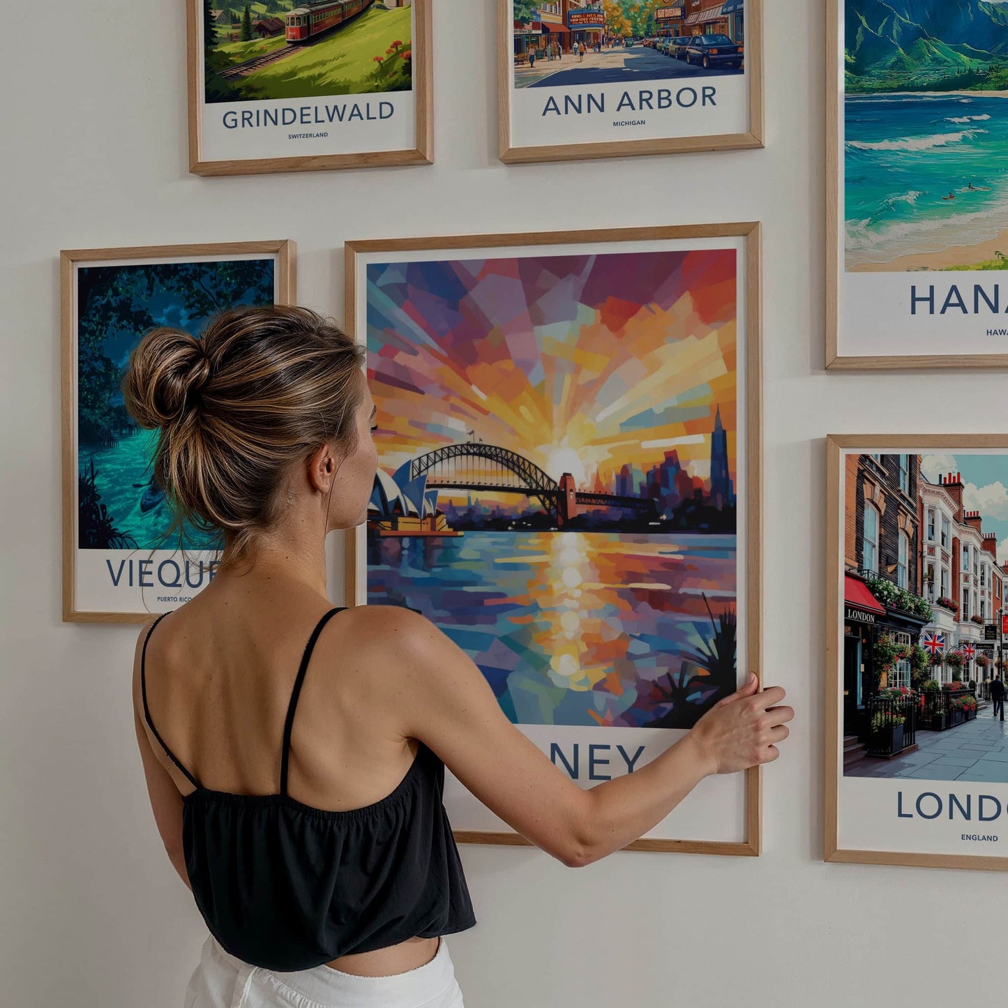 Sydney Poster - Australia Travel Art - Vibrant Sunset Harbor Home Decor