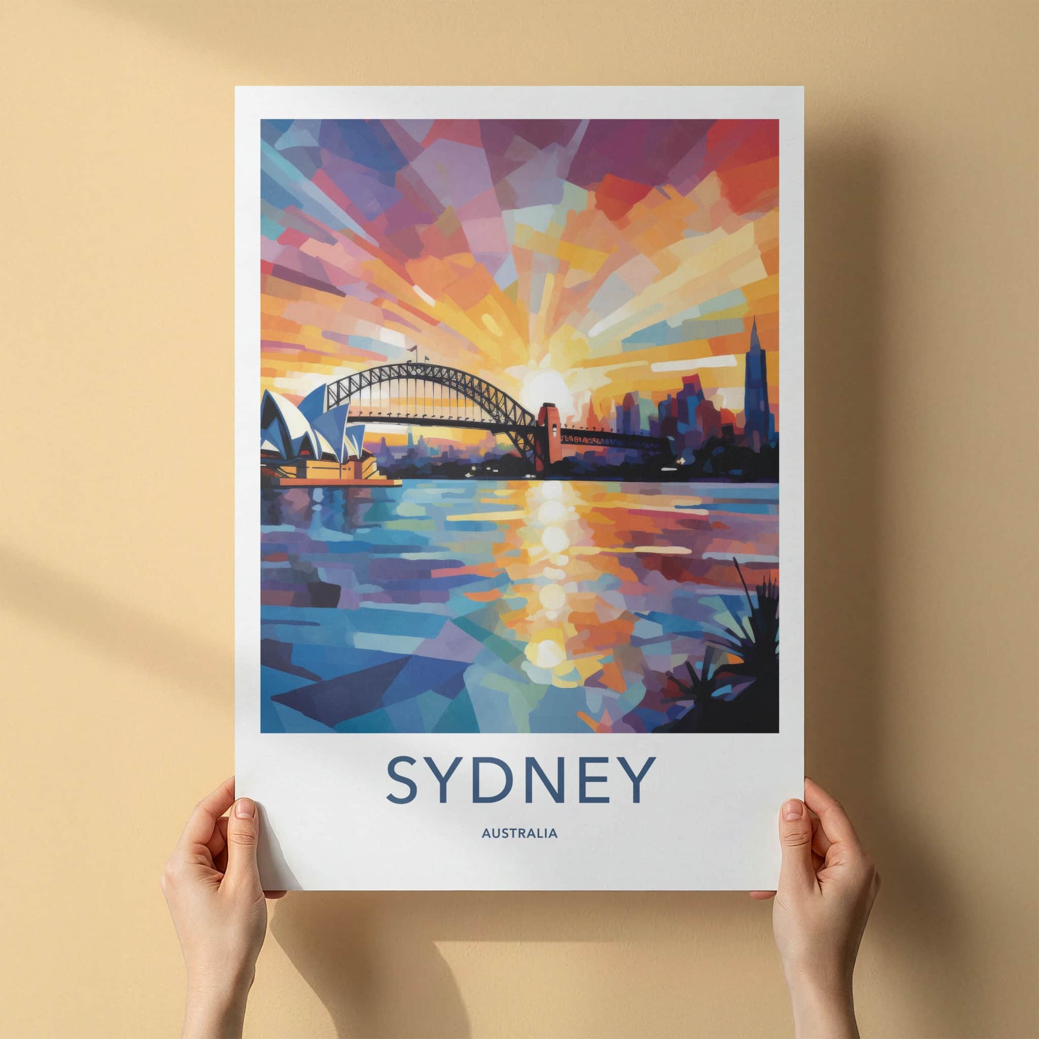 Sydney Poster - Australia Travel Art - Vibrant Sunset Harbor Home Decor