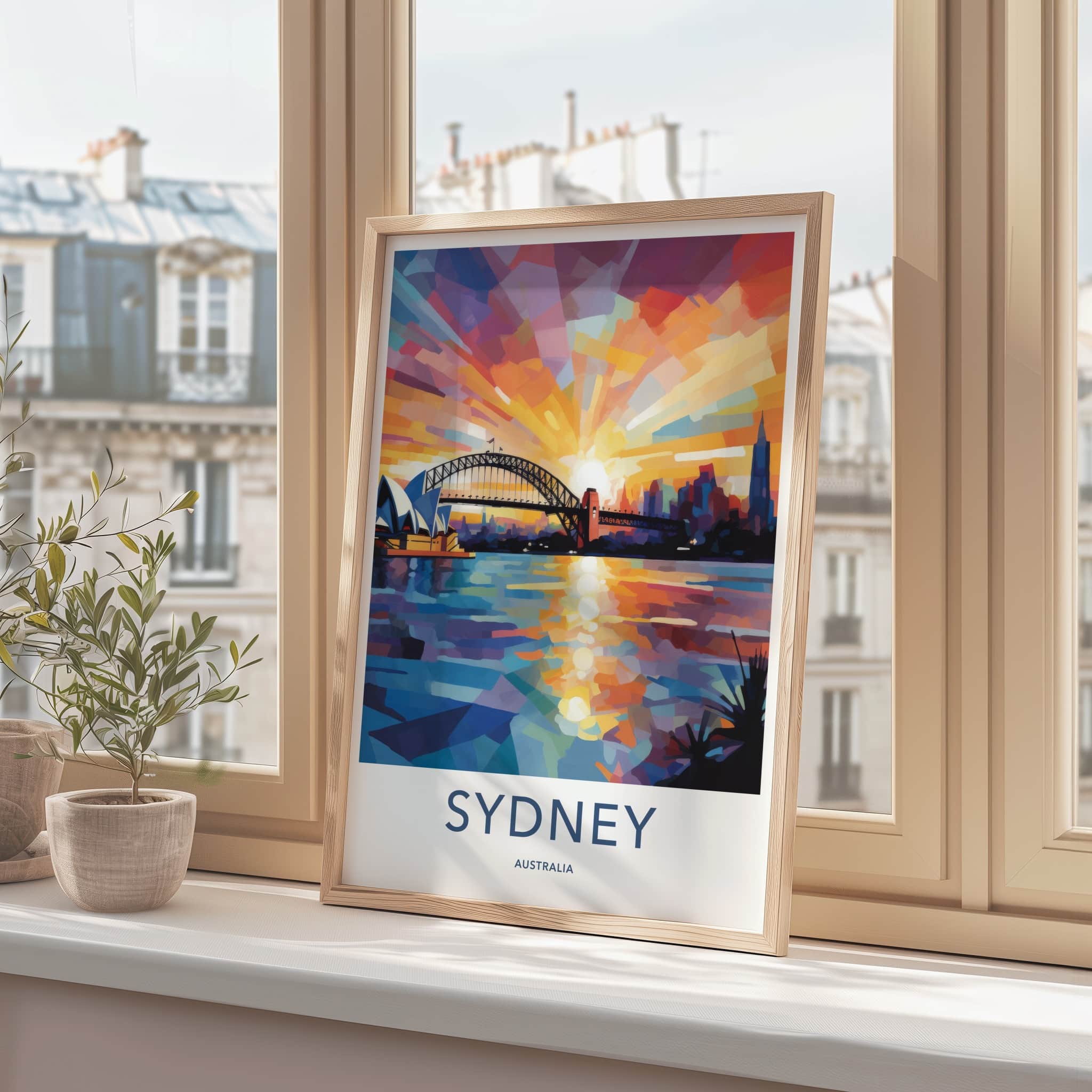 Sydney Poster - Australia Travel Art - Vibrant Sunset Harbor Home Decor