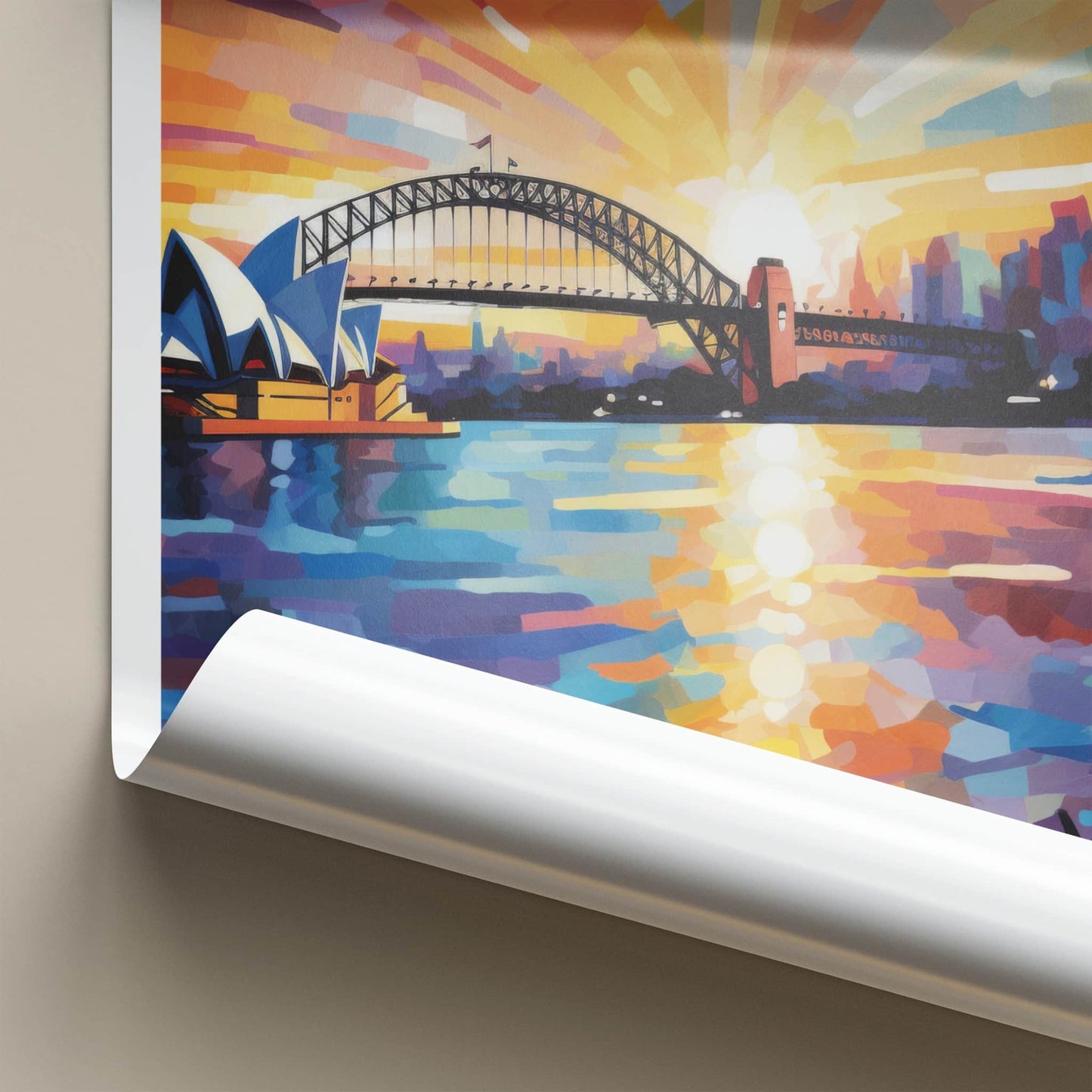 Sydney Poster - Australia Travel Art - Vibrant Sunset Harbor Home Decor