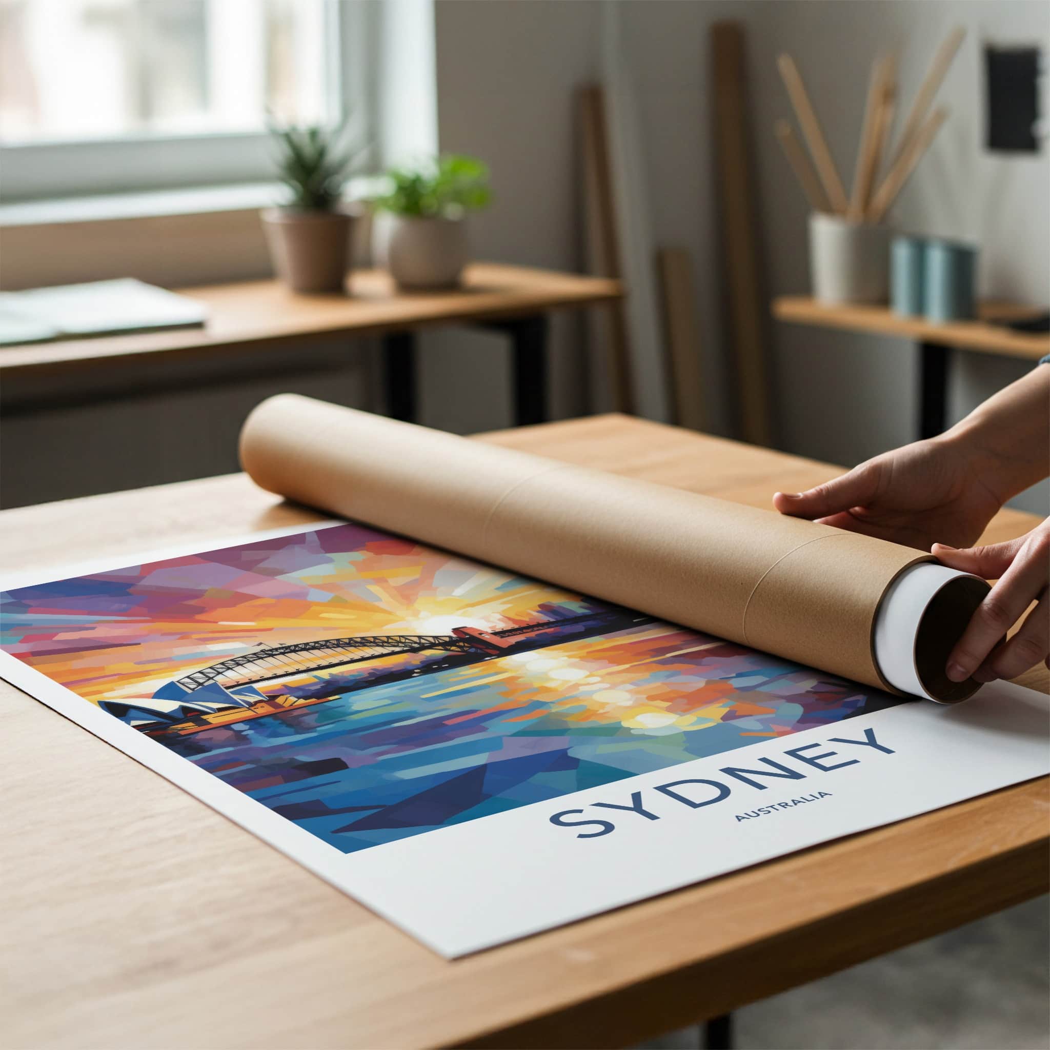 Sydney Poster - Australia Travel Art - Vibrant Sunset Harbor Home Decor