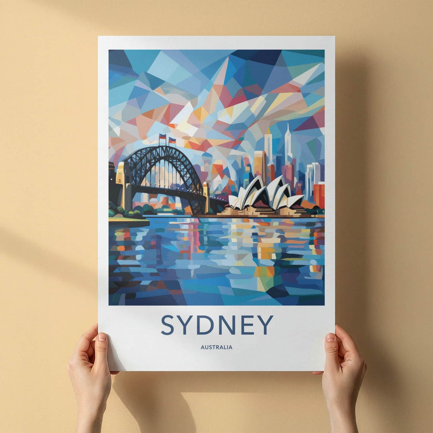 Sydney Poster - Australia Travel Print - Geometric City Skyline Framed Decor