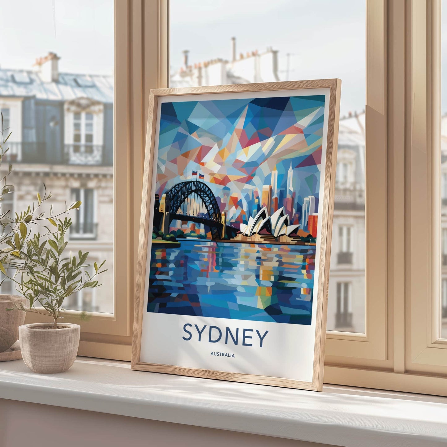 Sydney Poster - Australia Travel Print - Geometric City Skyline Framed Decor