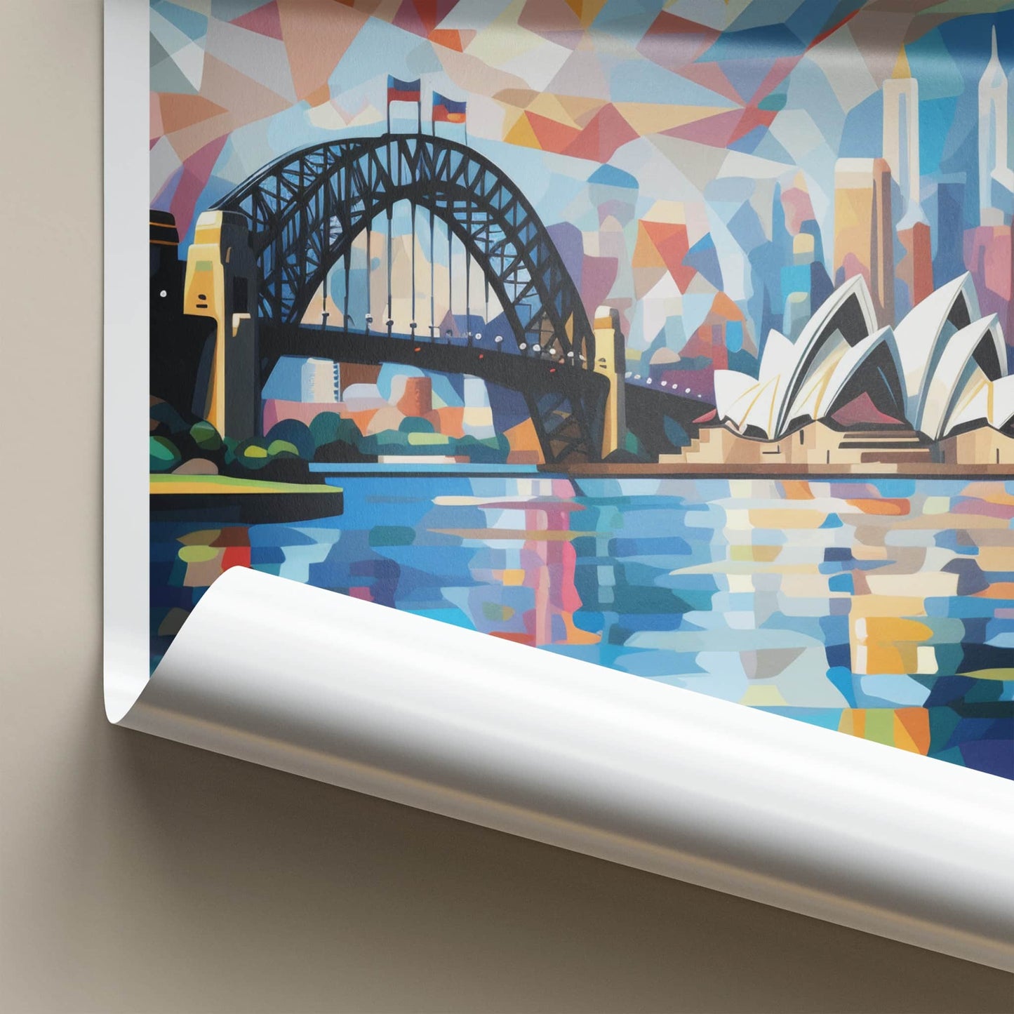 Sydney Poster - Australia Travel Print - Geometric City Skyline Framed Decor