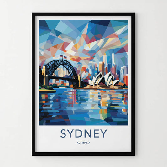 Sydney Poster - Australia Travel Print - Geometric City Skyline Framed Decor