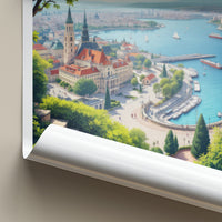 Szczecin Poster - Poland Travel Art - Historic Riverfront Panorama Home Decor