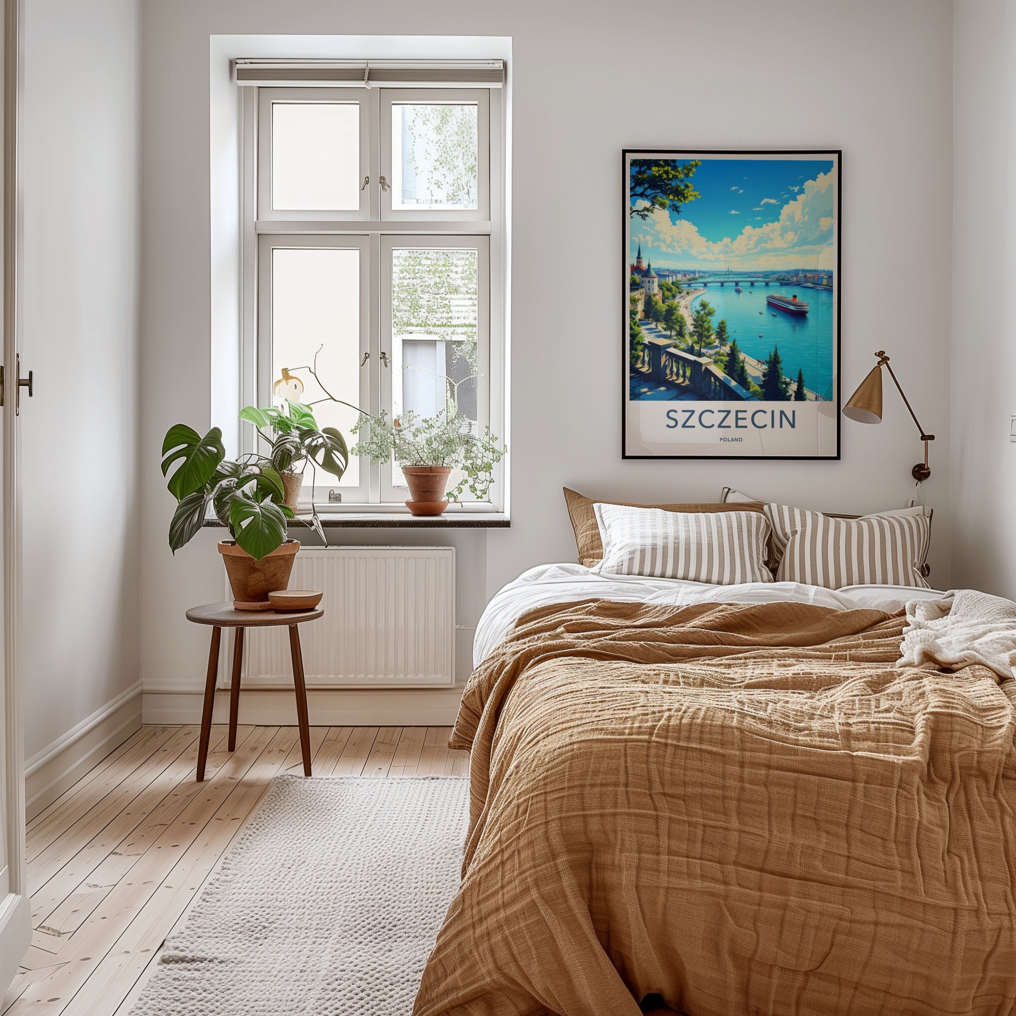Szczecin Poster - Poland Travel Art - Historic Waterfront Panorama Wall Decor