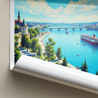 Szczecin Poster - Poland Travel Art - Historic Waterfront Panorama Wall Decor