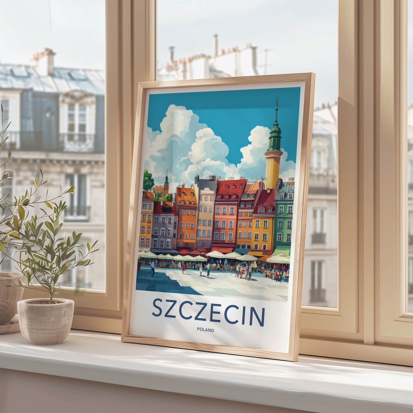 Szczecin Poster - Poland Travel Art - Vibrant City Square Home Decor