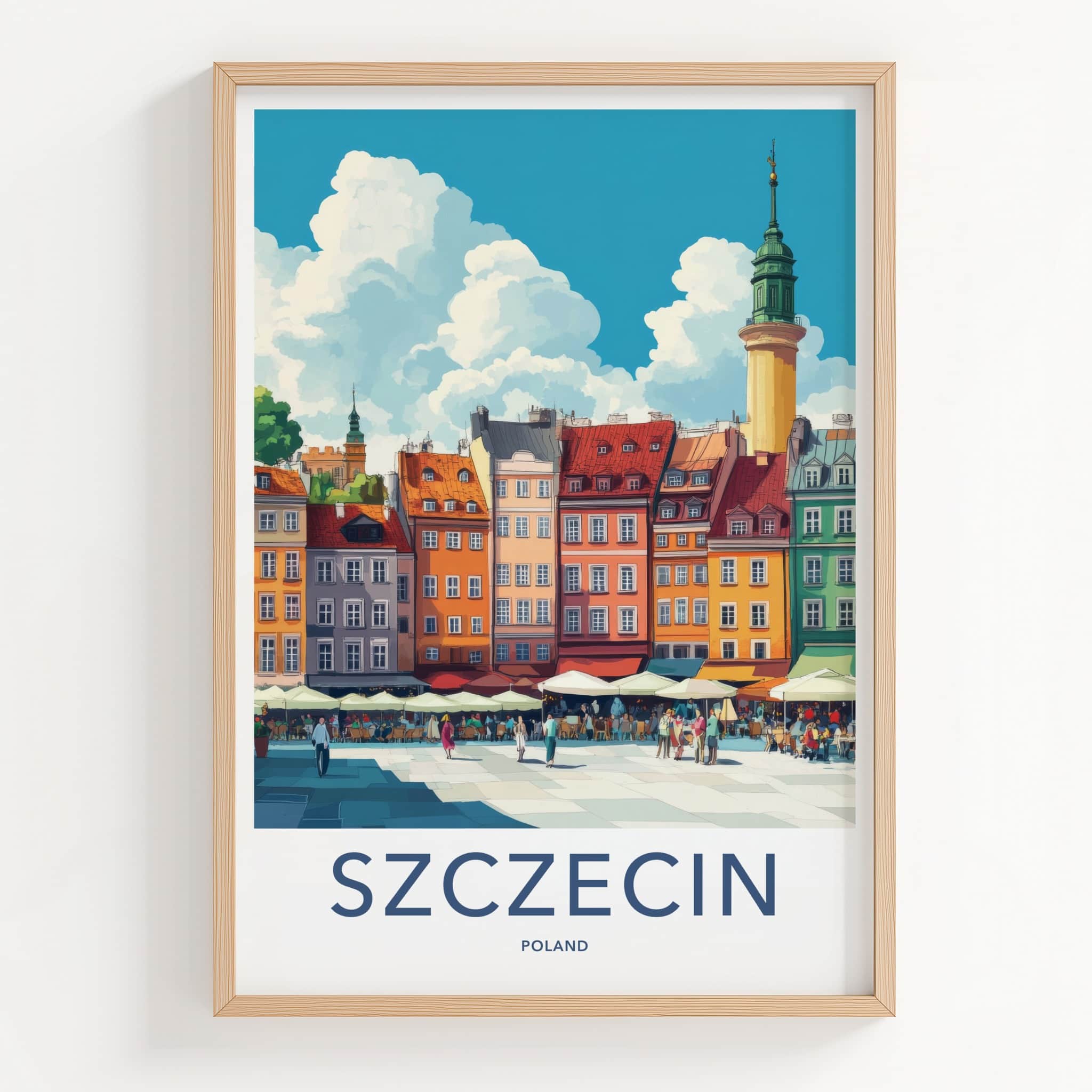 Szczecin Poster - Poland Travel Art - Vibrant City Square Home Decor