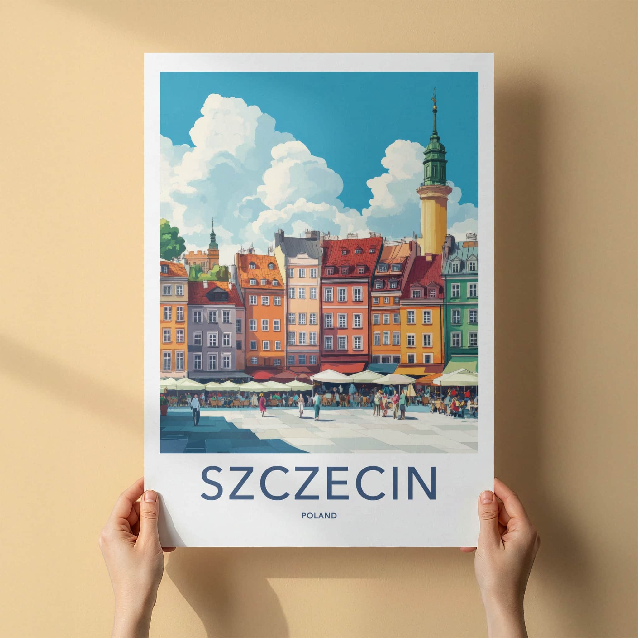 Szczecin Poster - Poland Travel Art - Vibrant City Square Home Decor