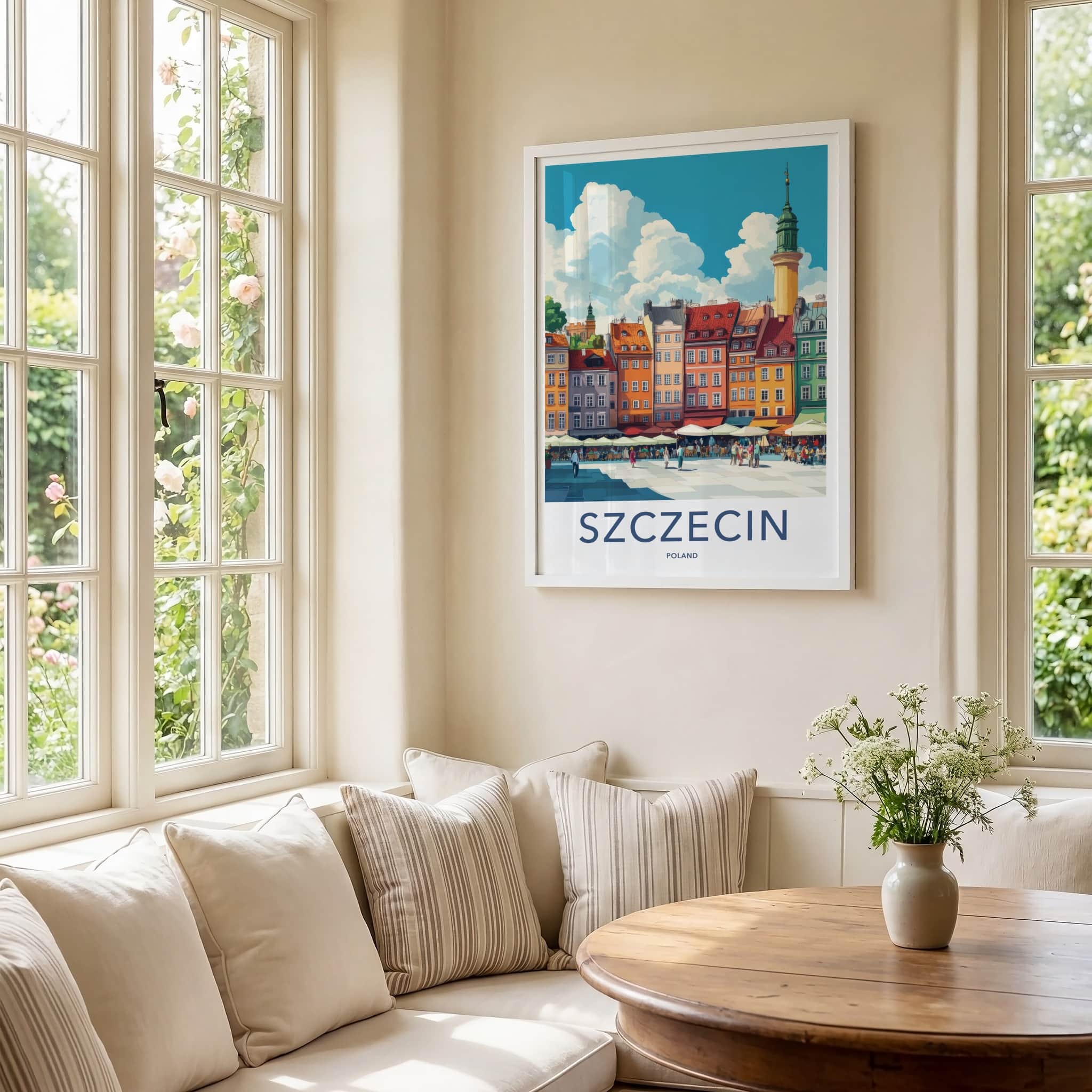 Szczecin Poster - Poland Travel Art - Vibrant City Square Home Decor