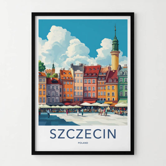 Szczecin Poster - Poland Travel Art - Vibrant City Square Home Decor